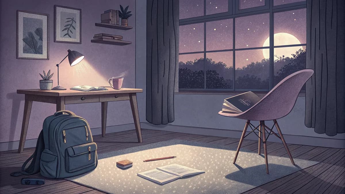 Bureau d'enfant vide en fin de journée — illustration du décrochage scolaire au collège