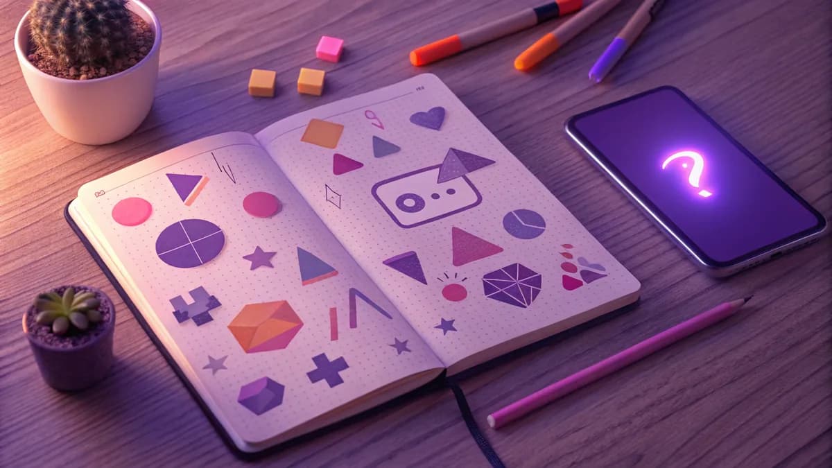 Cahier de maths illustré de formes géométriques colorées et créatives — apprendre les maths autrement